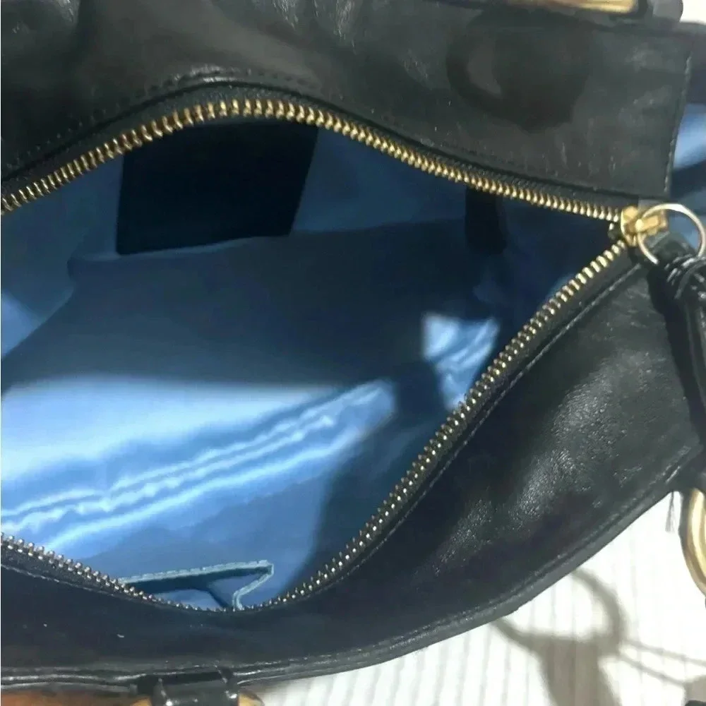 Coach black leather satchel handbag